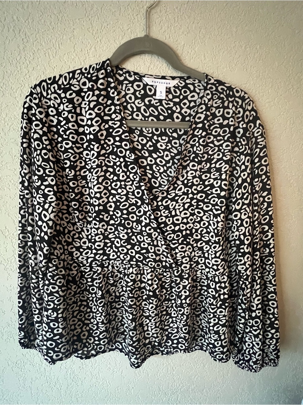Popsugar Black & White Patterned Lightweight Babydoll Blouse